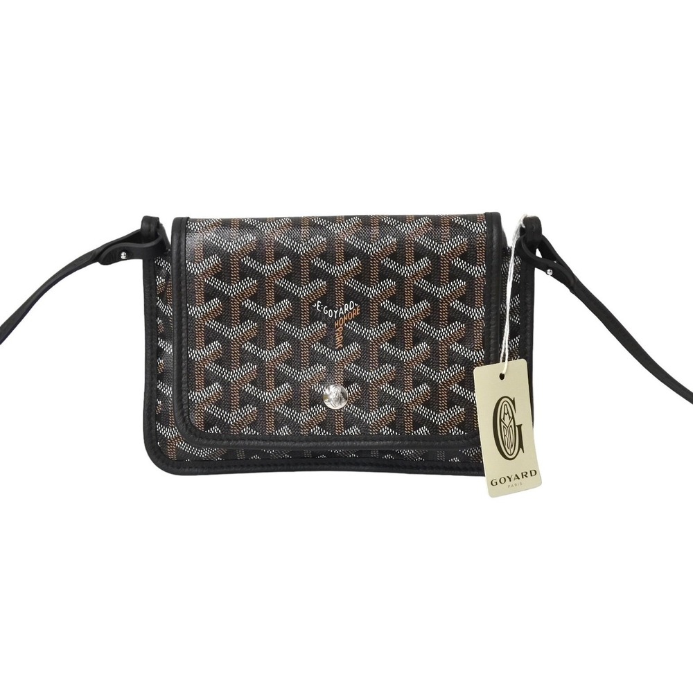 Goyard black leather wallet shoulder Plumet bag pouch